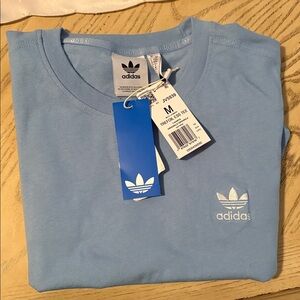 NWT ADIDAS TREFOIL ESSENTIALS T-SHIRT, light blue, M, cotton jersey